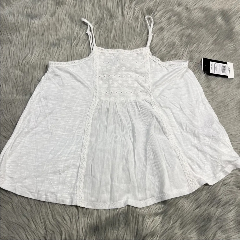Art Class Girls White Embroidered Cotton Rayon Tank Size Large
